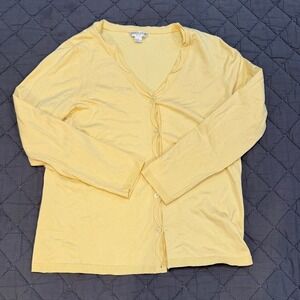 Pendleton Petite L Yellow Silk Blend Cardigan Sweater Button Front Lightweight